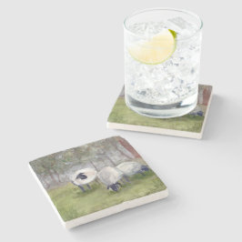 Rustische Waterverf Sheep Stenen Onderzetter