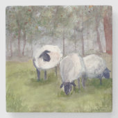 Rustische Waterverf Sheep Stenen Onderzetter (Voorkant)