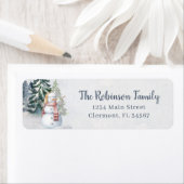 Rustische Waterverf Snowman Forest Etiket (Insitu)