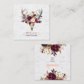 RUSTISCHE WATERVERF STROMEN, BOHO SKULL+ARROW VIERKANTE VISITEKAARTJE (Voorkant / Achterkant)