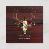 RUSTISCHE WATERVERF STROMEN, BOHO SKULL+ARROW VIERKANTE VISITEKAARTJE (Voorkant)