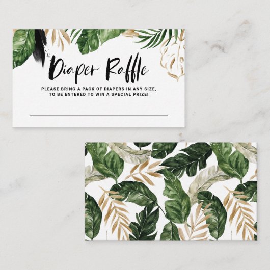 Rustische Waterverf Tropische Greenery Diaper Raff Informatiekaartje (Voorkant / Achterkant)