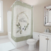 Rustische Waterverf van de Boerkhok Wreath Floral Douchegordijn (In situ)