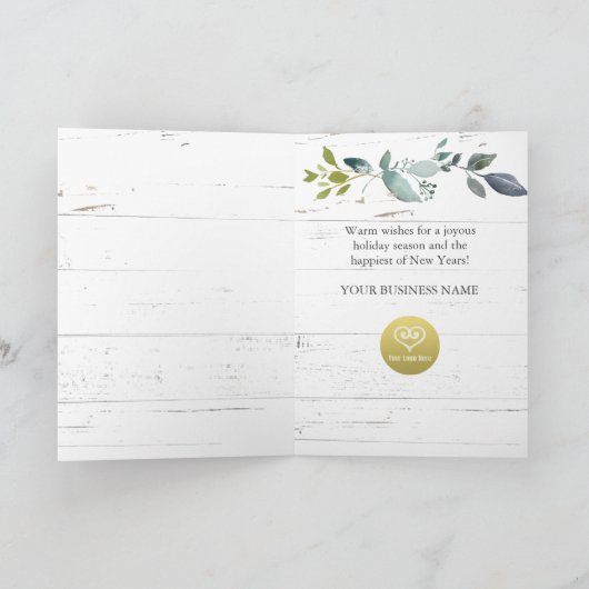 Rustische Waterverf voor bedrijven Prettige feestd Feestdagen Kaart (Binnen)