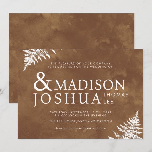 Rustische Waterverf Wild Greenery Fern Wedding Kaart (Voorkant / Achterkant)