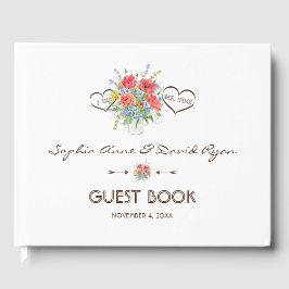 Rustische Waterverf Wilde Flowers Wedding Gastenboek