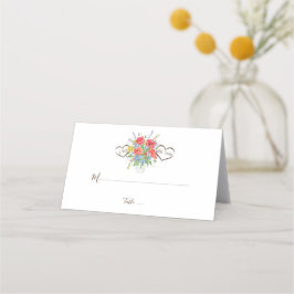 Rustische Waterverf Wilde Flowers Wedding Plaatskaartje