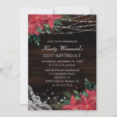 Rustische Waterverf Winter Poinsettia 21e verjaard Kaart (Voorkant)