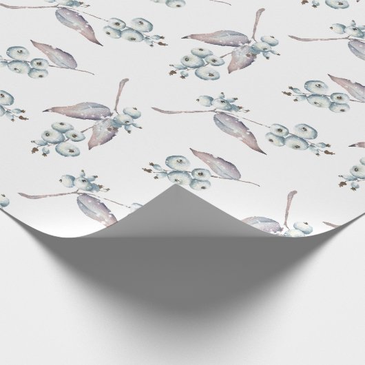 Rustische Waterverf Witte winterbessen Cadeaupapier (Hoek)