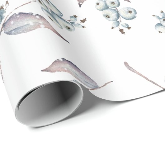 Rustische Waterverf Witte winterbessen Cadeaupapier (Rol Hoek)