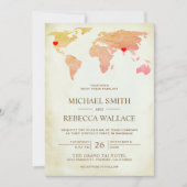 Rustische Wereldkaart die een hartenweddenschap a Kaart (Voorkant)