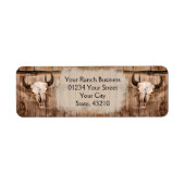 Rustische Westerne Bull Skull  Textuur Etiket (Voorkant)