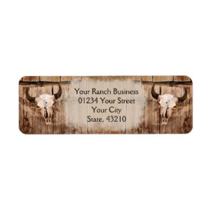 Rustische Westerne Bull Skull  Textuur Etiket