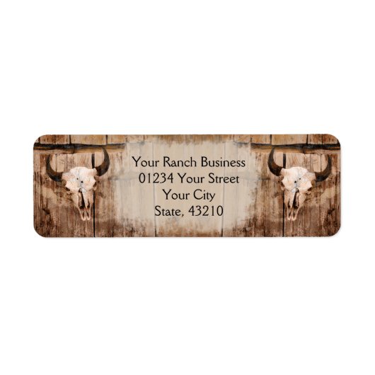 Rustische Westerne Bull Skull Textuur Etiket (Voorkant)