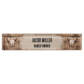 Rustische Westerne Bull Skull  Textuur Naambordje (Voorkant)