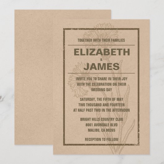 Rustische Westerne huwelijksuitnodigingen Kaart (Voorkant / Achterkant)