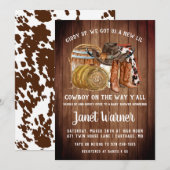 Rustische Westerne Rodeo Cowboy Baby shower Uitnod Kaart (Voorkant / Achterkant)