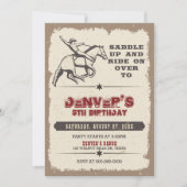 Rustische Westerne Rodeo Cowboy Birthday Uitnodigi Kaart (Voorkant)