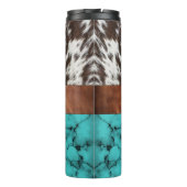 Rustische Westerne Turquoise Koeienhuid Thermal Tu Thermosbeker (Achterkant)