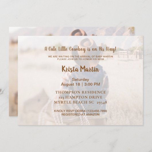 Rustische Westerne uitnodiging van het Baby shower (Voorkant / Achterkant)