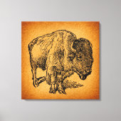 Rustische Westerne Wilde Buffalo Bison Antiek Kuns Canvas Afdruk (Voorkant)