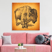 Rustische Westerne Wilde Buffalo Bison Antiek Kuns Canvas Afdruk (Insitu (Woonkamer))