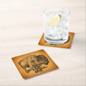 Rustische Westerne Wilde Buffalo Bison Antiek Kuns Kartonnen Onderzetters (Insitu)