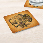 Rustische Westerne Wilde Buffalo Bison Antiek Kuns Kartonnen Onderzetters (Schuin)