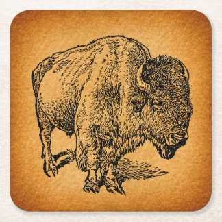 Rustische Westerne Wilde Buffalo Bison Antiek Kuns Kartonnen Onderzetters
