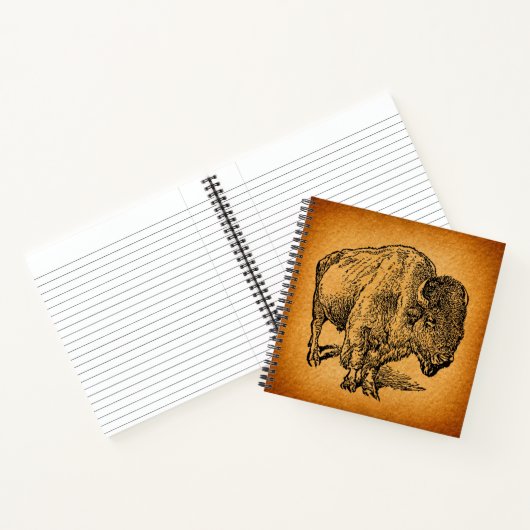 Rustische Westerne Wilde Buffalo Bison Antiek Kuns Notitieboek (Binnen)