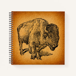 Rustische Westerne Wilde Buffalo Bison Antiek Kuns Notitieboek