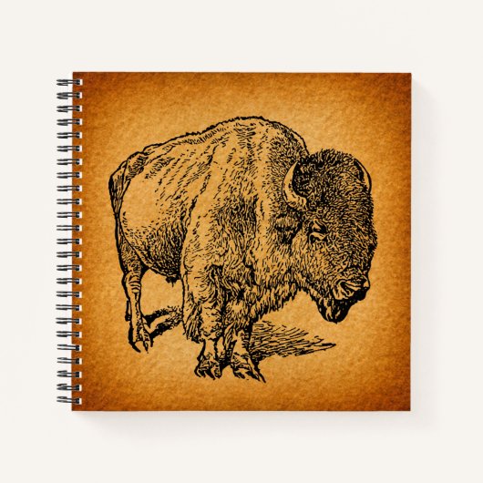 Rustische Westerne Wilde Buffalo Bison Antiek Kuns Notitieboek (Voorkant)