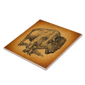 Rustische Westerne Wilde Buffalo Bison Antiek Kuns Tegeltje (Zijkant)