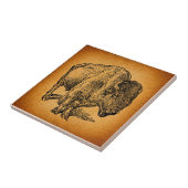 Rustische Westerne Wilde Buffalo Bison Antiek Kuns Tegeltje (Zijkant)