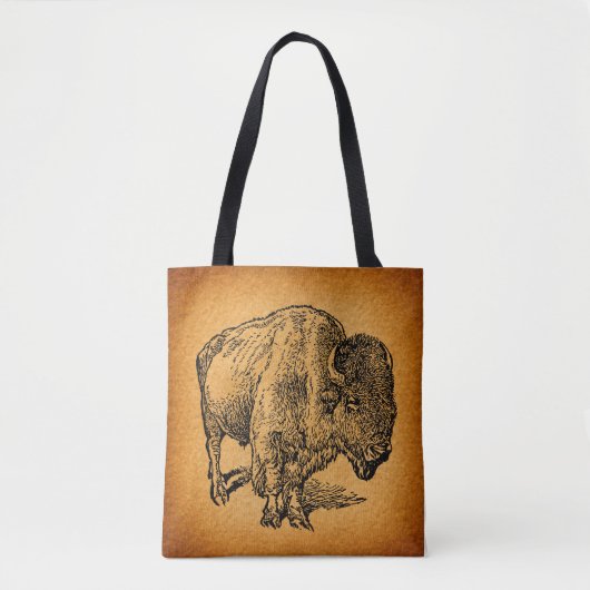 Rustische Westerne Wilde Buffalo Bison Antiek Kuns Tote Bag (Voorkant)