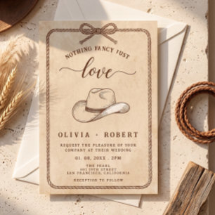 Rustische Westerse Cowboyhoed Lasso Touw Trouwen Kaart