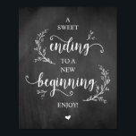 Rustische wijnstokken, Chalkboard, bruiloft Party  Poster<br><div class="desc">Rustic Country Boerderij Vines,  Chalkboard,  Wedding Reception Party Dessert Poster,  een zoet einde aan een nieuw begin.</div>