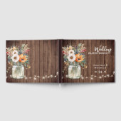 Rustische wilde bloem Barn Wood Country Floral Wed Gastenboek (Volledig)