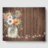 Rustische wilde bloem Barn Wood Country Floral Wed Gastenboek (Achterkant)