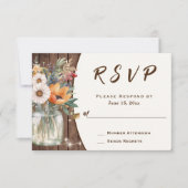 Rustische wilde bloem Barn Wood Country Floral Wed RSVP Kaartje (Voorkant)