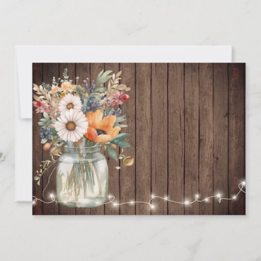 Rustische wilde bloem Barn Wood Country Floral Wed Save The Date (Achterkant)