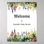 Rustische wilde bloemen Boho Chic Floral Baby show Poster (Voorkant)