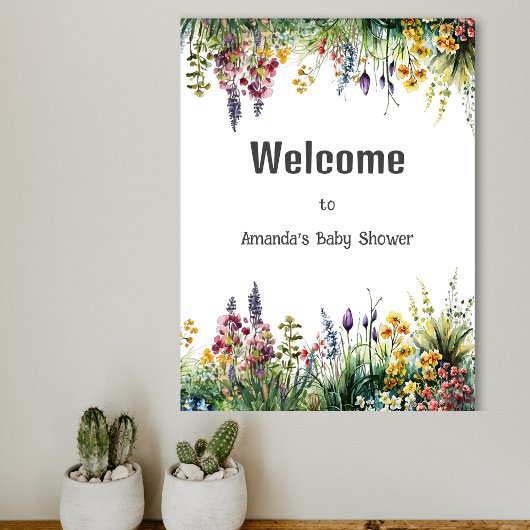 Rustische wilde bloemen Boho Chic Floral Baby show Poster