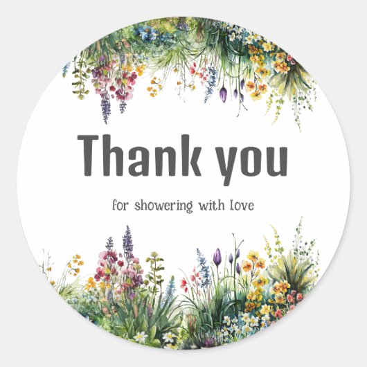 Rustische wilde bloemen Boho Chic Floral Baby show Ronde Sticker (Voorkant)