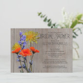 Rustische wilde bloemen Bridal Shower Invitations Kaart (Staand voorkant)