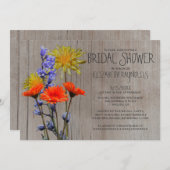 Rustische wilde bloemen Bridal Shower Invitations Kaart (Voorkant / Achterkant)