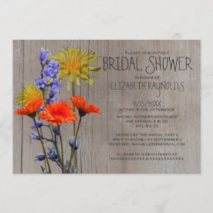 Rustische wilde bloemen Bridal Shower Invitations Kaart