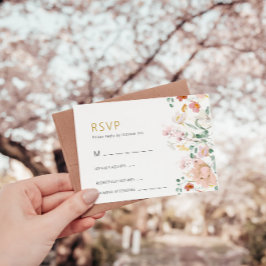 Rustische wilde bloemen die RSVP-Kaarten binden RSVP Kaartje