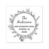 Rustische wilde bloemen Ronde Zelf Inkt Adres Stem Zelfinktende Stempel (Design)
