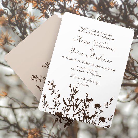 Rustische wilde Herfst Meadow Floral Wedding Kaart